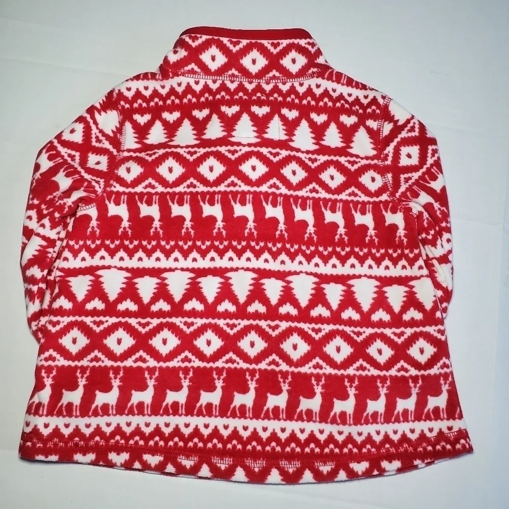 Oshkosh B’gosh Fleece Pullover Red Partial Zip Holiday Size 18M